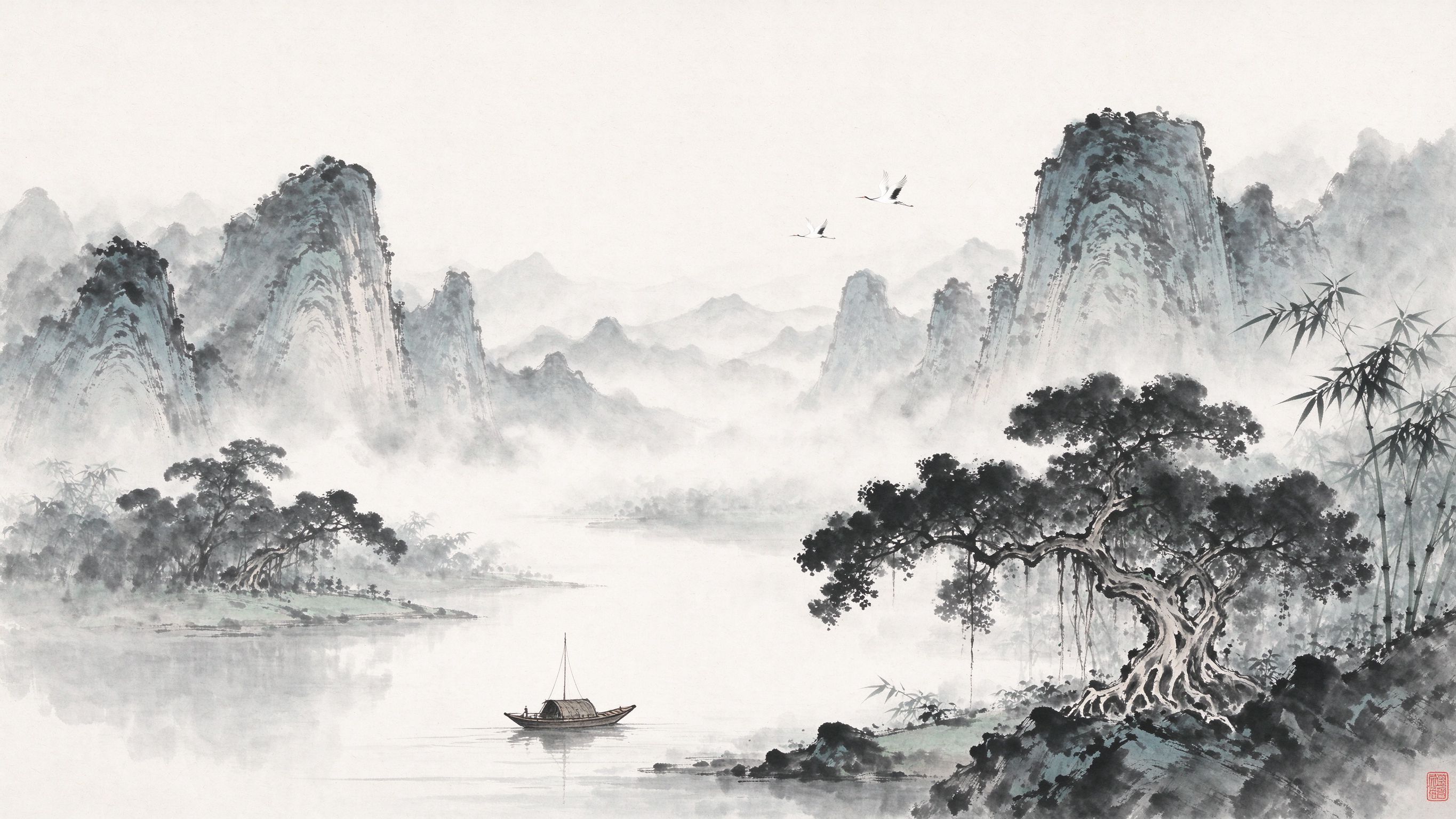 岭南水墨山水